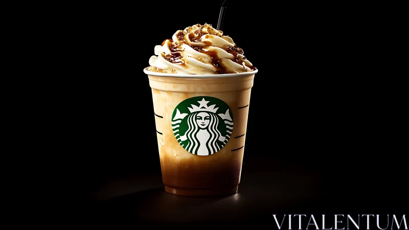 Caramel crown of whipped waves dazzles over iced coffee