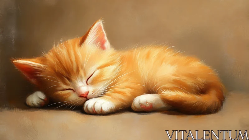 A Peacefully Sleeping Orange Tabby Cat.