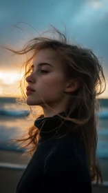 Sunlit shoreline portrait captures quiet windswept reflection