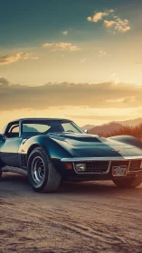 Sunset highway legend cruises beneath molten desert skies.