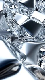 Liquid chrome facets twist into abstract metallic geometry.