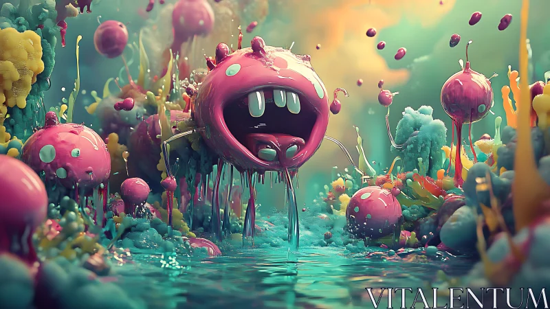 Bioluminescent gelatinous orbs in hyper-saturated liquid microcosm.