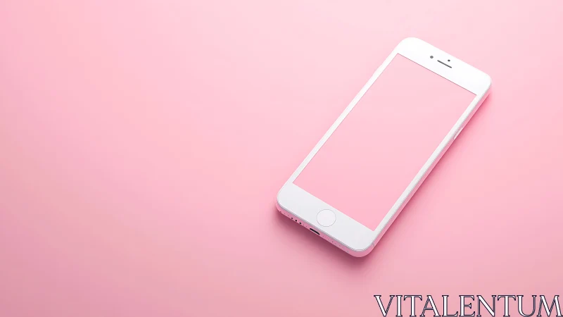White iPhone with Empty Display on Soft Pink Background