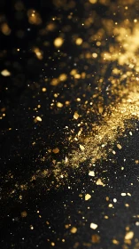 Golden stardust drifting across deep black night.