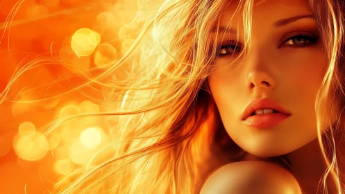 Sunlit gaze turns golden bokeh into a quiet, fiery storm