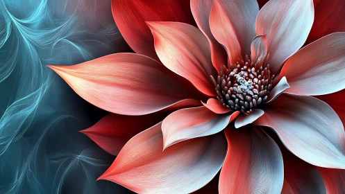 Macro digital bloom with bi-chromatic petals and fractal depth