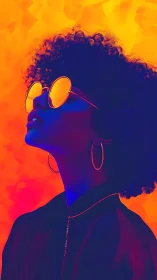 Neon halo portrait of a cool dreamer in molten sunset glow.