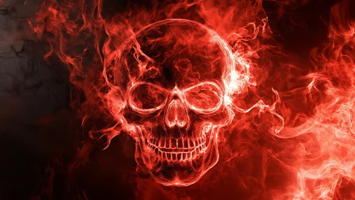 Thermodynamic flame skull rendered as turbulent plasma contour.