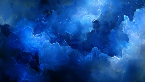 Abstract blue cloudlike digital composition in motion.