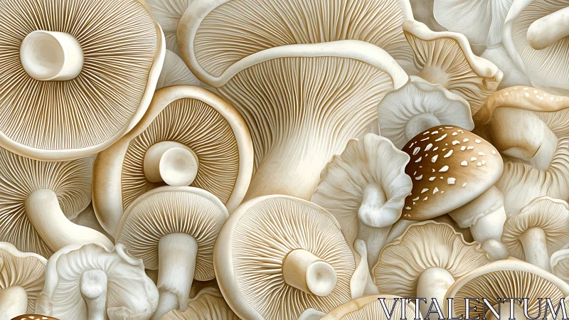 Layered mushroom gill study renders intricate radial structures