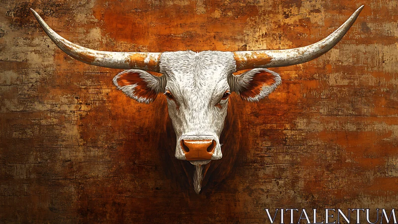 Longhorn sentinel in molten copper light stares you down.