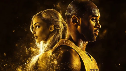 Dual portrait in radiant amber back-to-back composition.