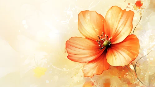 Translucent Poppy Blossom With Warm Gradient Rendering