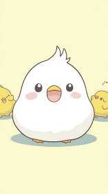 Cheerful White Chick with Yellow Chick Companions