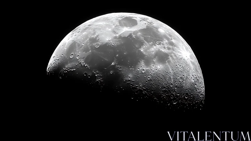 Half-illuminated lunar surface shows detailed crater terrain