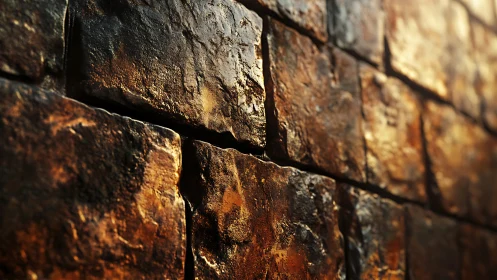 Textured stone wall rendered with warm directional lighting