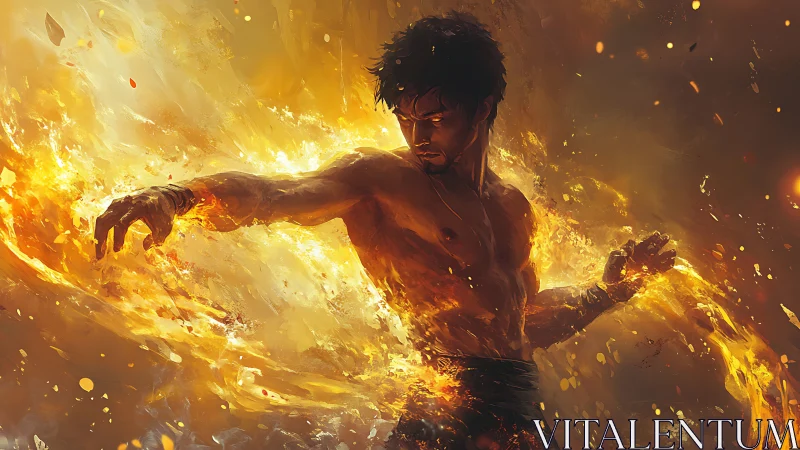 Fiery martial artist unleashes blazing power in motion
