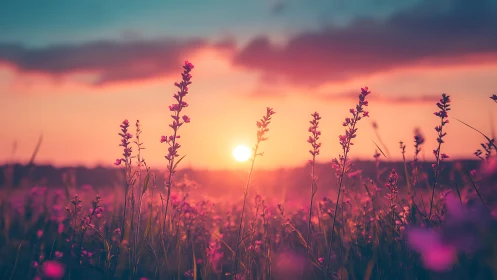 Wildflower silhouettes sip the last honeyed light of sunset