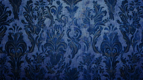 Elegant blue damask pattern adds cozy textured charm