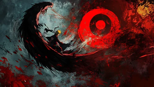 Storm-torn warrior carves a crimson path through darkness