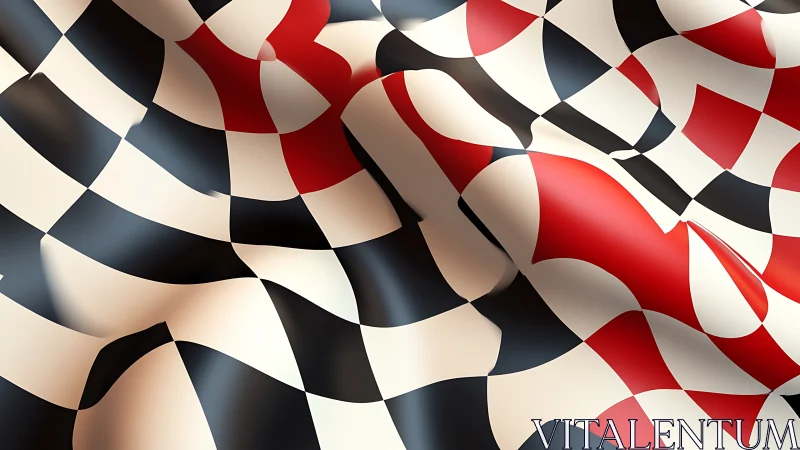 Flowing red and black checkered fabric creates dynamic motion
