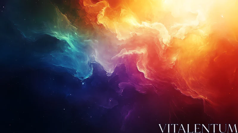 Colorful cosmic nebula cloud with bright glowing core.