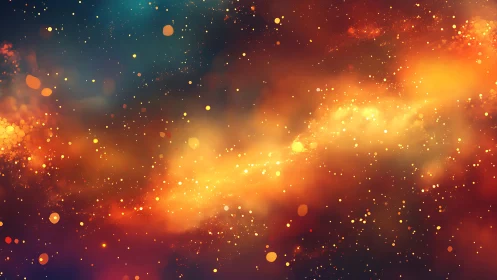 Nebula-like starfield with warm luminous particle band.