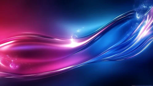 Curved magenta and blue light bands cross a dark gradient field