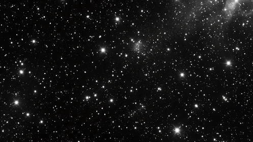 Dense star field fills monochrome deep space photograph
