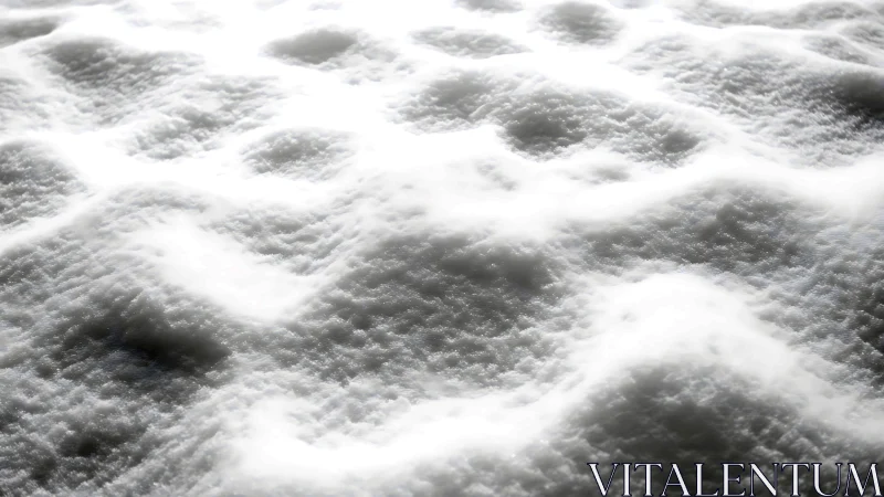 Granular snow surface under high-contrast directional backlight
