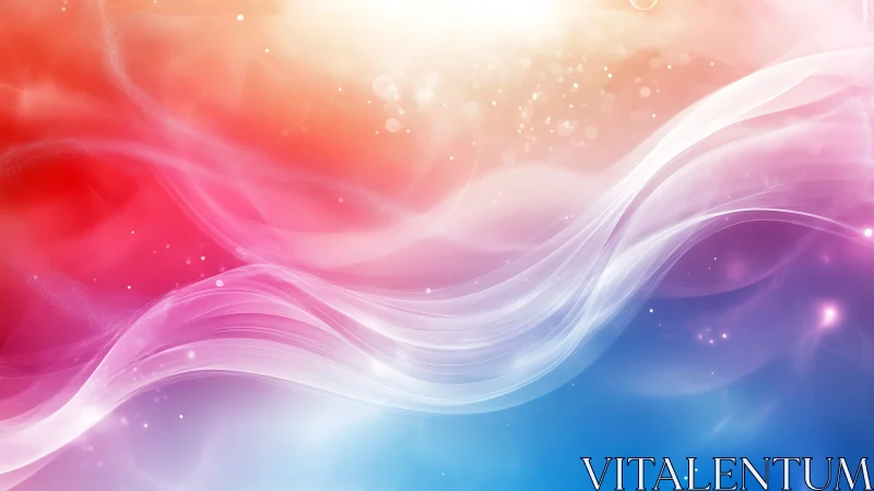 Chromatic light waves with translucent ribbons and bokeh glow