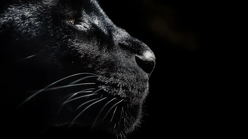 Mysterious Black Cat Portrait in Dramatic Shadow