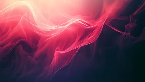 Abstract pink light waves over dark gradient background.