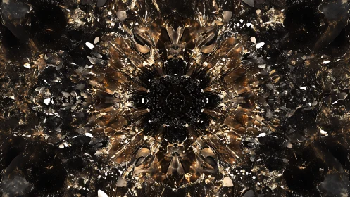 Shattered glass mandala with dark metallic explosion core.