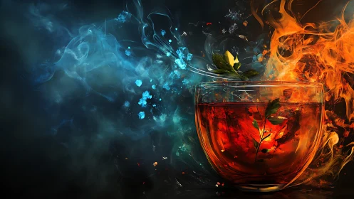 Liquid Fire Alchemy: Ice-Heat Dance in Glass.
