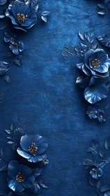 Blue Flowers on Textured Surface with Gold Stamen Detail