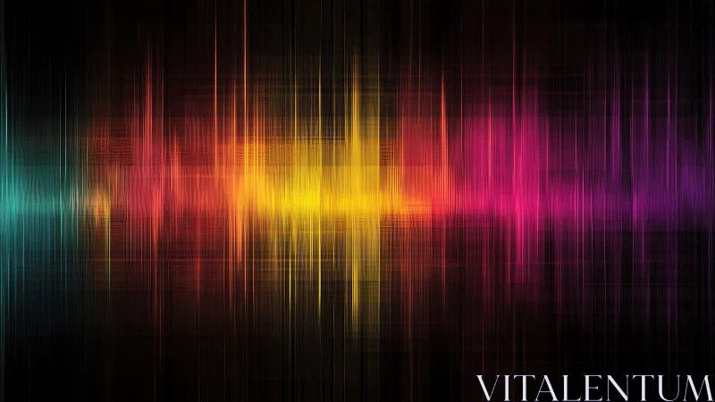 Multicolor vertical waveform bars on dark digital background