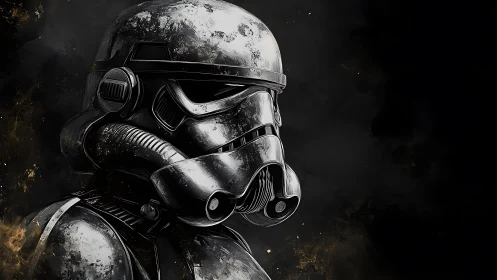 Digital painting study of armored sci fi trooper helmet portrait.