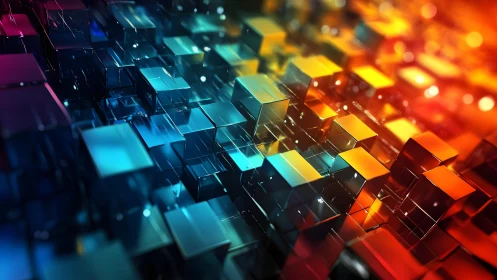 Vibrant 3D Glass Cubes in Futuristic Abstract Digital Art Style.