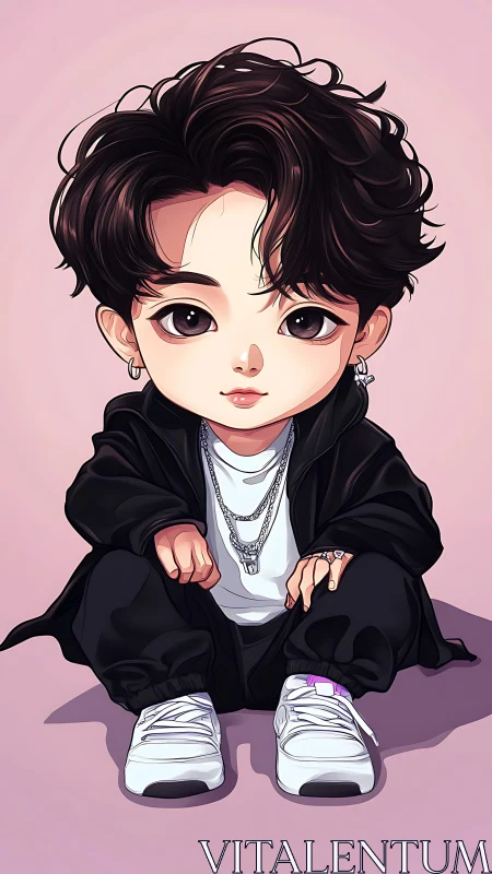 Minimalist Street Style: Youth Portrait in Charcoal Elegance