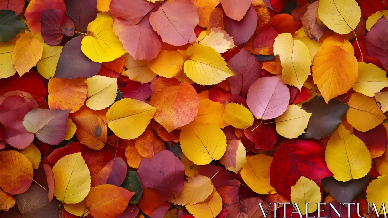 Autumn foliage pattern with saturated red, orange, yellow leaves.