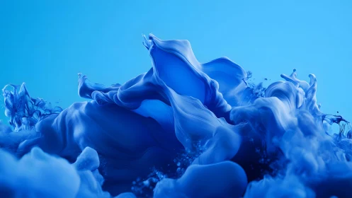 Abstract Blue Ink Swirl in Water with Fluid 3D Effect Artwork.