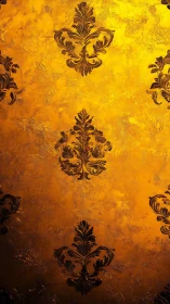 Ornate damask silhouettes drift through molten gold twilight