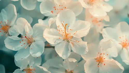 Delicate Spring Blossoms with Golden Stamens.