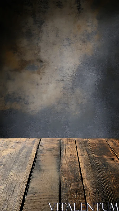 Moody rustic tabletop against storm-touched studio wall backdrop.