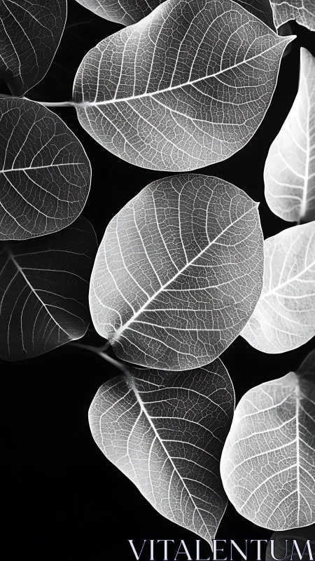 Monochrome macro study reveals leaf venation in high contrast