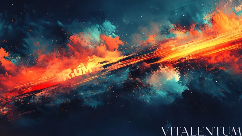 Dynamic diagonal nebula streak digital abstract typographic study.