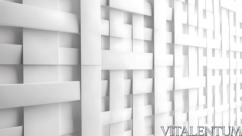 Layered white rectangular relief panels form rhythmic 3D surface