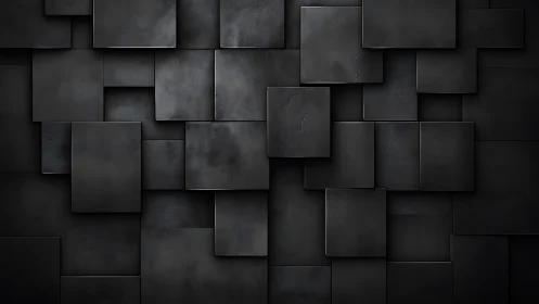 Dark geometric panel grid with layered matte squares.