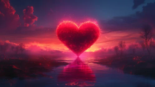 Luminous Heart Rising: A Neon Love Reverie.